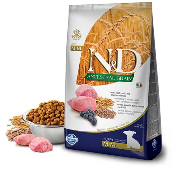 Farmina Ancestral Grain - Корм для щенков и беременных собак малых пород, Ягненок с Черникой и Спельтой