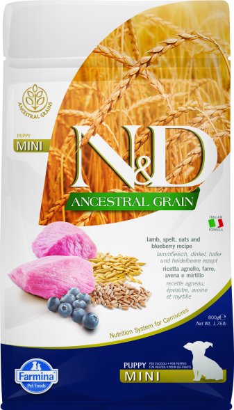 Farmina Ancestral Grain - Корм для щенков и беременных собак малых пород, Ягненок с Черникой и Спельтой
