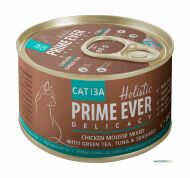 Prime Ever Holistic Delicacy - Консервы для кошек, мусс из цыпленка с тунцом, зеленым чаем и водорослями, 80г