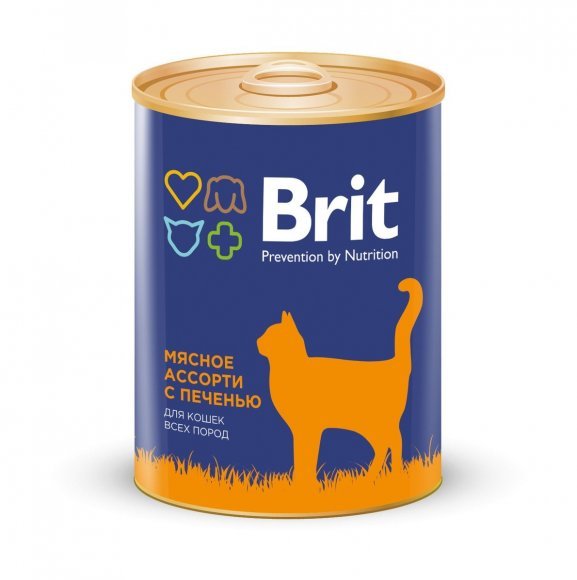 Brit Beef And Liver - Консервы для кошек, Мясное ассорти с печенью, 340гр