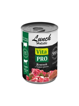 Vita Pro Lunch - Влажный корм низкозерновой для взрослых собак всех пород с ягненком и бурым рисом