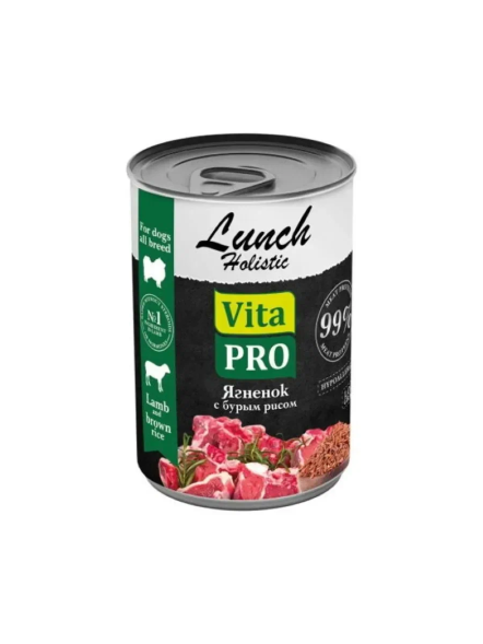 Vita Pro Lunch - Влажный корм низкозерновой для взрослых собак всех пород с ягненком и бурым рисом