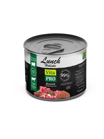 Vita Pro Lunch - Влажный корм низкозерновой для взрослых собак всех пород с ягненком и бурым рисом