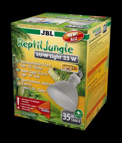 JBL ReptilJungle L-U-W Light alu - Металлогалогенная лампа для освещения и обогрева тропических террариумов, 35 Вт