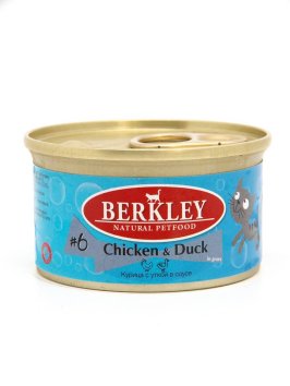 Berkley (Беркли) - №6 - Консервы для кошек, курица с уткой 85гр