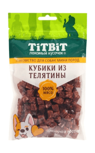 TiTBiT Новогодняя коллекция - Лакомство для собак, Мраморная нарезка из Говядины, 80 гр
