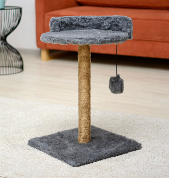PetSHOP - Когтеточка - лежанка, дымчатая с помпоном, джут, мех, 35x35x55 см