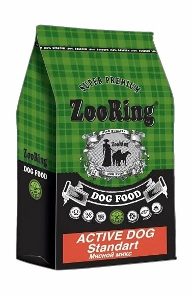 45914.580 ZooRing Active Dog Standart - Syhoi korm dlya sobak, Myasnoi miks kypit v zoomagazine «PetXP» ZooRing Active Dog Standart - Сухой корм для собак, Мясной микс