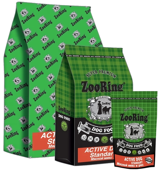 ZooRing - Active Dog Сандарт - Сухой корм для собак, Мясной микс