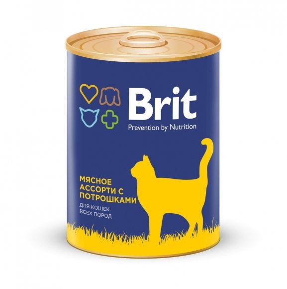 Brit Beef And Offal - Консервы для кошек, Мясное ассорти с потрошками, 340гр