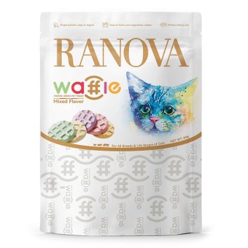 Ranova - Лакомство для кошек сублимированное, вафли микс вкусов - козье молоко, клюква, тыква, черника, ячмень 60г
