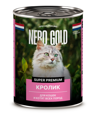 Nero Gold - консервы - Консервы для кошек, Нежный кролик 415гр
