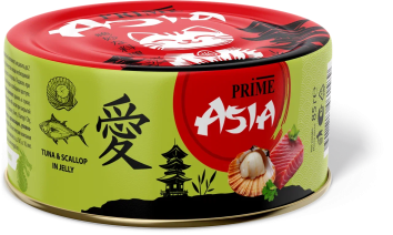 Prime Asia - Консервы для кошек, тунец с гребешком в желе, 85 гр