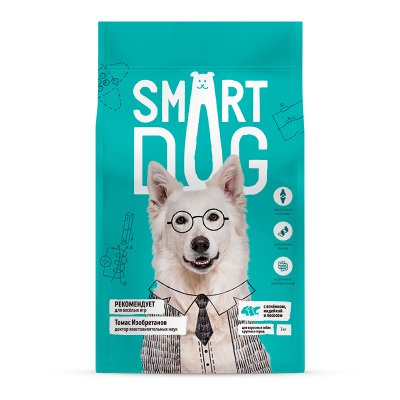 Smart Dog - сухой корм - Для взрослых собак крупных пород с ягнёнком, лососем, индейкой Smart Dog - сухой корм - Для взрослых собак крупных пород с ягнёнком, лососем, индейкой