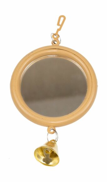 Yami-Yami - Зеркало для птиц, Большое круглое, с колокольчиком