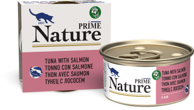Prime Nature - Консервы для кошек, тунец с лососем в бульоне, 85 гр