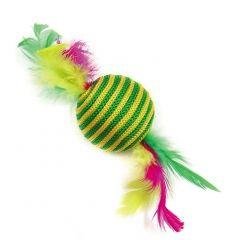Dezzie - Игрушка &amp;quot;Шар-зебра с перьями&amp;quot; для кошек 5,5см, сезаль, перо