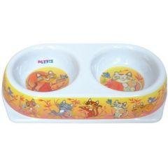 Dezzie - Миска двойная &amp;quot;С друзьями&amp;quot; для кошек, 2*180мл, 25*13,5*5см, пластик