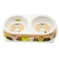 Dezzie - Миска двойная &amp;quot;С друзьями&amp;quot; для кошек, 2*180мл, 25*13,5*5см, пластик