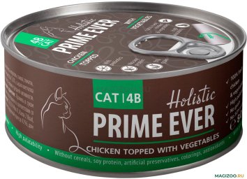 Prime Ever Холистик - Консервы для кошек, цыпленок с овощами в желе, 80 г