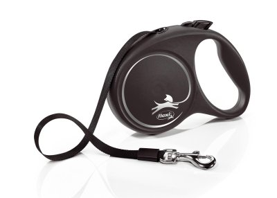 Flexi - Поводок-рулетка для собак 5 м до 50 кг, ремень (Black Design L Tape) Flexi - Поводок-рулетка для собак 5 м до 50 кг, ремень (Black Design L Tape)