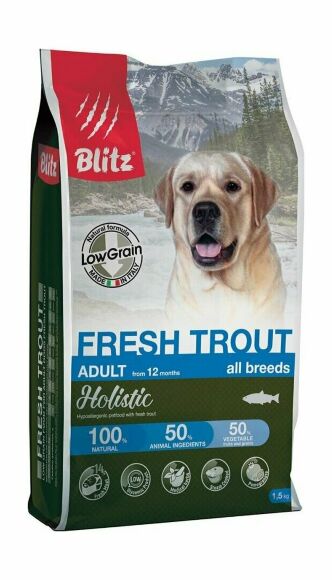 Blitz Adult - Сухой корм для собак низкозерновой с форелью