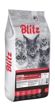 Blitz Sensitive Beef Adult Cats All Breeds - Сухой корм для взрослых кошек, с Говядиной, 10 кг