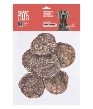 Smart Dog - Лакомство для собак, Медальоны с Яблоком и Морковью, 50 гр