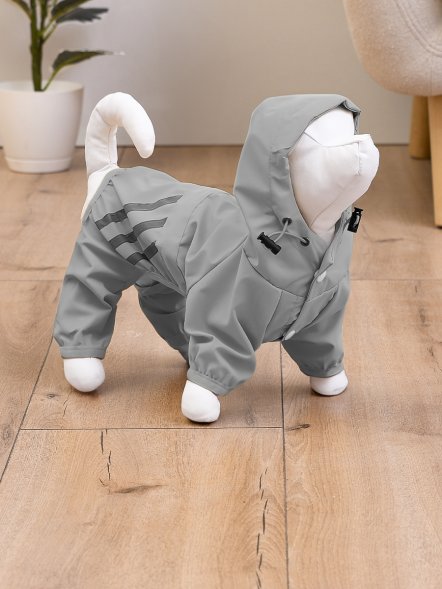 PetSHOP - Дождевик для собак с капюшоном, с мембранным покрытием, серый