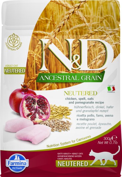 Farmina Ancestral Grain Neutered - Корм для стерилизованных кошек, Курица с Гранатом и Спельтой, низкозерновой