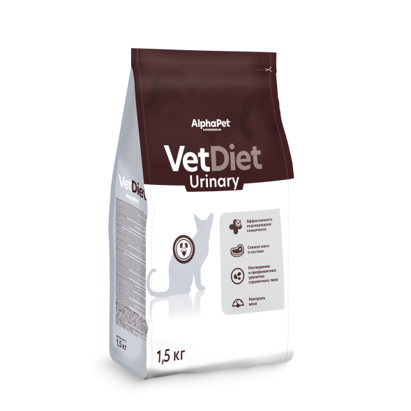 AlphaPet Vet Diet Urinary - Сухой диетический корм для взрослых кошек, при заболеваниях нижних отделов мочевыводящих путей