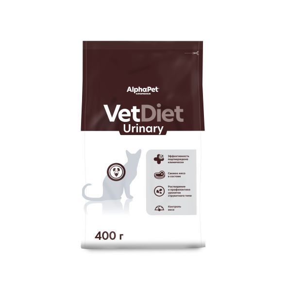 AlphaPet Vet Diet Urinary - Сухой диетический корм для взрослых кошек, при заболеваниях нижних отделов мочевыводящих путей