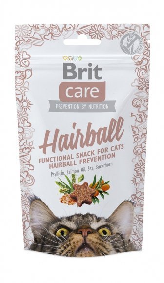 Brit Hairball - Лакомство для кошек Care для вывода комков шерсти, 50гр