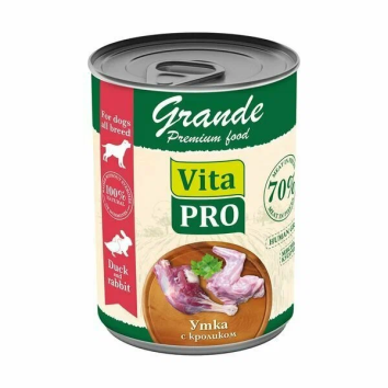 Vita Pro - Консервы для собак, утка с кроликом кусочки в соусе, 400 г (Mediano)