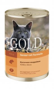 Nero Gold консервы - Консервы для пожилых кошек "Кусочки индейки" 415гр