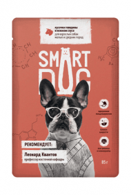 Smart Dog - Паучи для взрослых собак малых и средних пород, Говядина в соусе, 85 гр