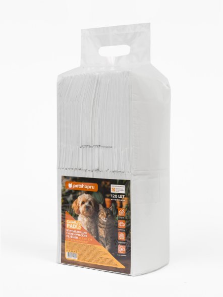 PetSHOP - Впитывающие пелёнки для собак и кошек на липучках, Clean Pad