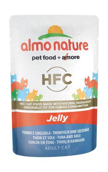 Almo Nature HFC Jelly - кусочки в желе для кошек тунец-камбала 70гр
