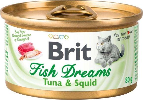 Brit Fish Dreams - Консервы для кошек с тунцом и кальмаром 80 гр