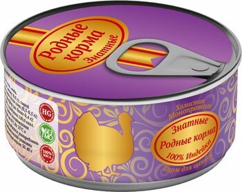 Родные Корма - Консервы для собак, Знатные 100 % Индейка