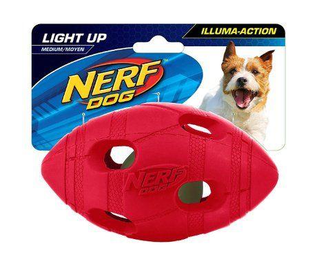 Nerf Dog - Игрушка для собак "Мяч-регби" светящийся, 13,5 см