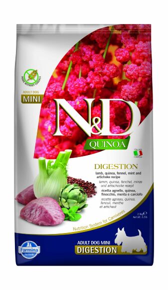 Farmina GF Quinoa Digestion Lamb Min - Сухой корм для собак мелких пород, при проблемах с ЖКТ, с ягенкном и киноа