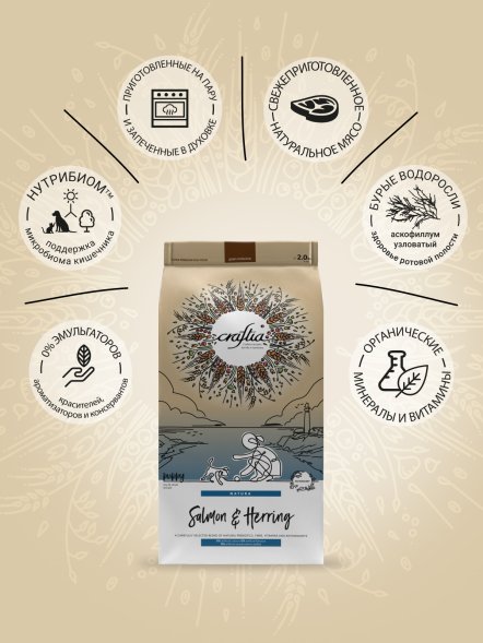 Craftia Natura - Сухой корм для щенков, миниатюрных и мелких пород, из Лосося и Сельди