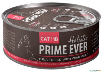 Prime Ever Холистик - Консервы для кошек, тунец с говядиной в желе, 80 г
