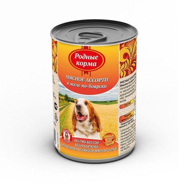 Родные Корма - Консервы для собак мясное ассорти в желе по боярски