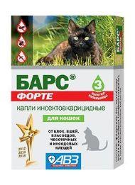 Барс Форте - капли инсектоакарицидные для кошек от блох и клещей 3 пипетки