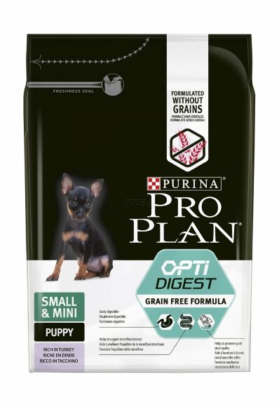 Pro Plan Grain Free - Сухой корм для щенков мелких и карликовых пород с чувствительным пищеварением, с индейкой