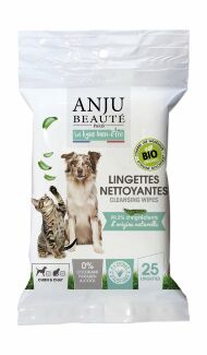 Anju Beaute - Органические очищающие салфетки для собак и кошек, 25 шт