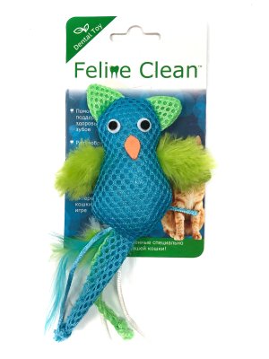 Feline Clean - Игрушка для кошек Dental Сова, хвост с перьями