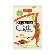 Cat Chow - Паучи для кошек с говядиной и баклажанами в желе 85гр